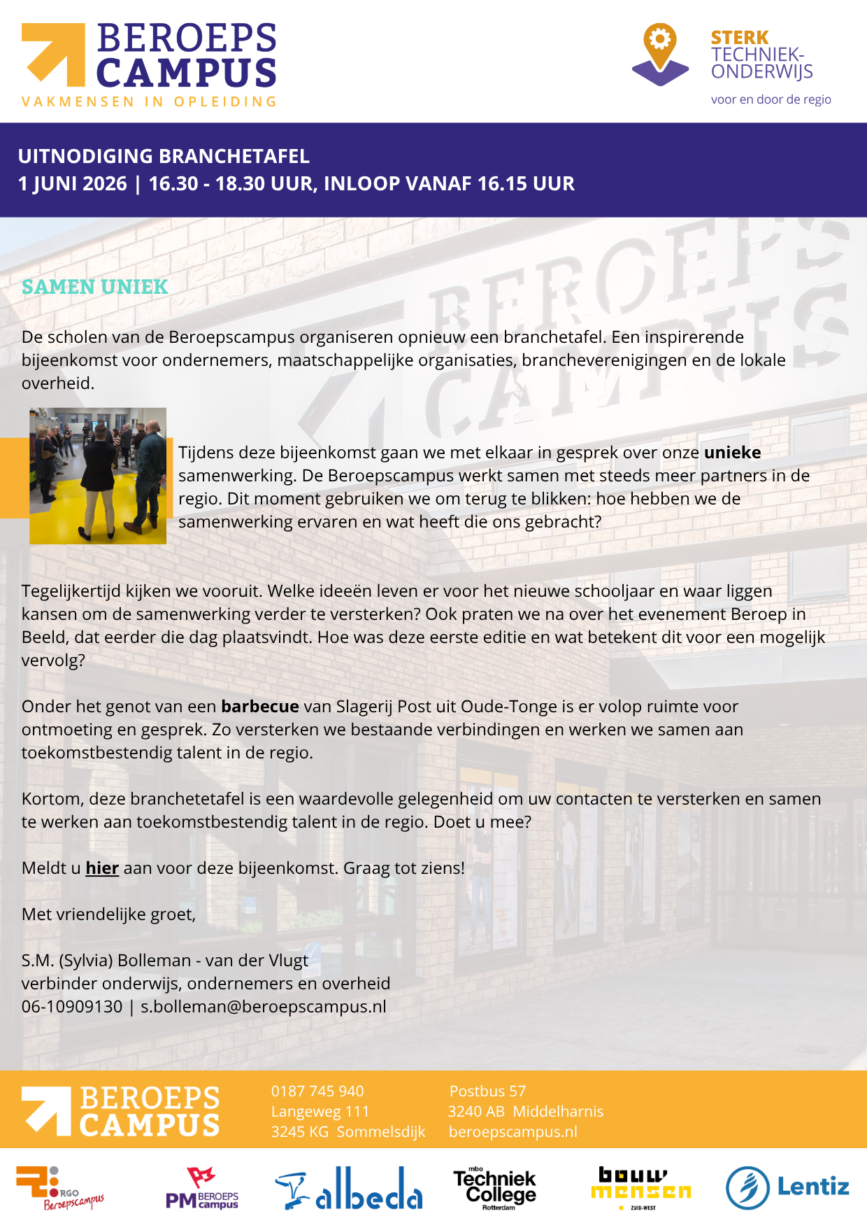 Uitnodiging Branchetafel 1 juni 2026
